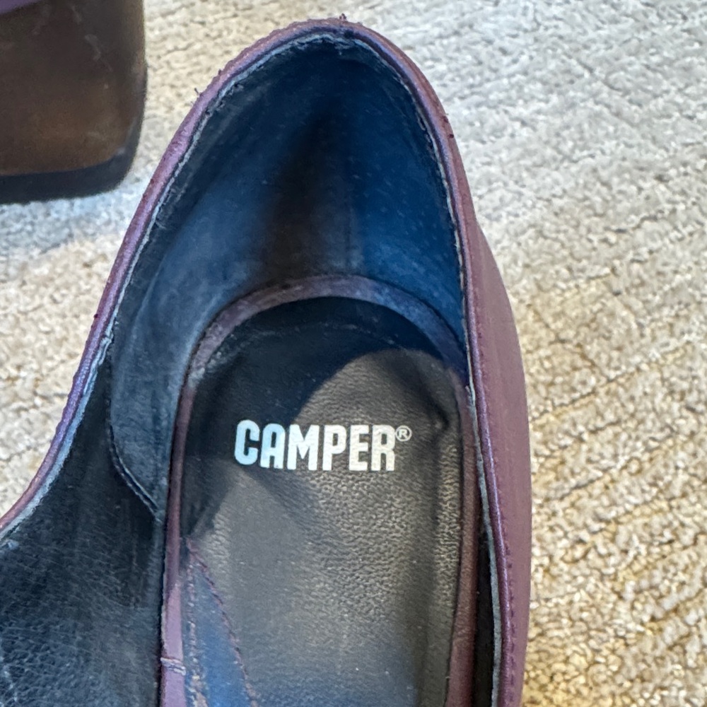 Camper Women's Dark Red Wedge Sandals - Picture 2 of 7